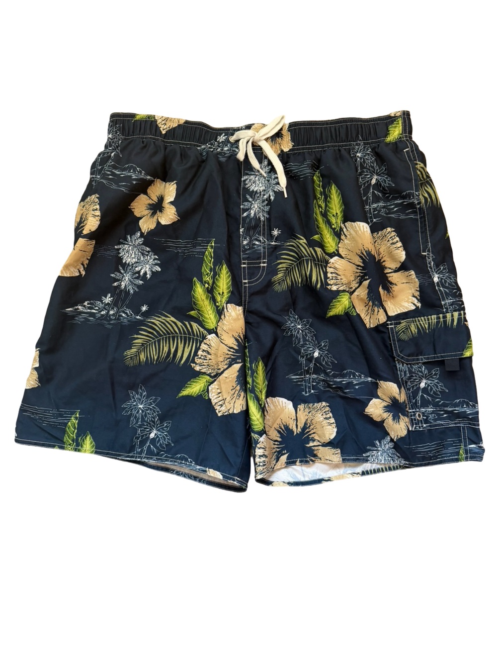 Croft & Barrow Tropical Floral Swim Trunks Navy XXL